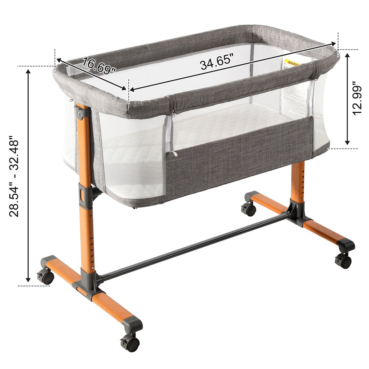 Bassinet Bed for Babies | 150D Encrypted Cationic Cloth (Gray)