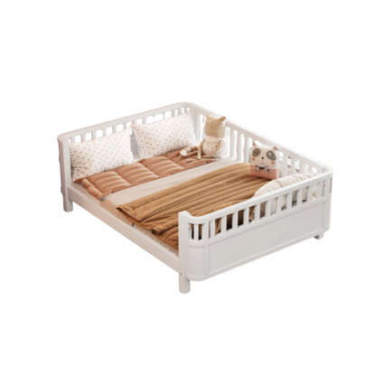 Full Size Wood Platform Bed for Kids – Low Profile Pine Frame with Removable Rails  | Daily Distraction