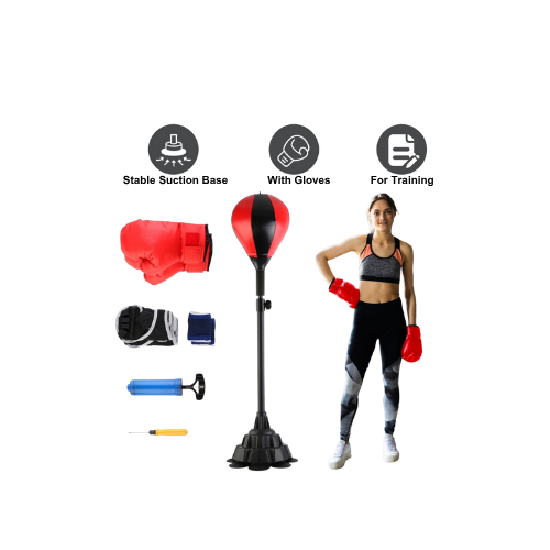 Adjustable Freestanding Punching Bag with Gloves & Stand – 43"–63" Height, Stable Suction Base for Adults & Teens