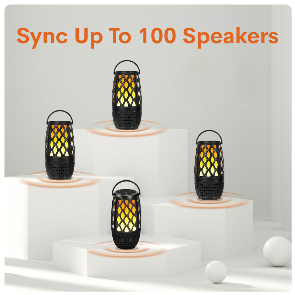 4-in-1 Wireless Outdoor Speaker | Waterproof Flame LED