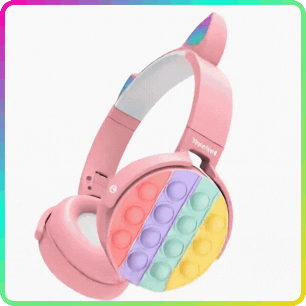 Kids Fidget Bluetooth Headphones (Pink) – Wireless with Mic