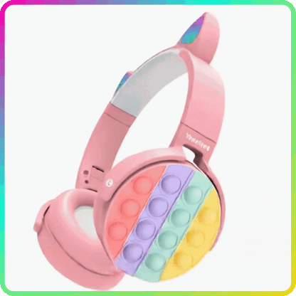 Kids Fidget Bluetooth Headphones (Pink) – Wireless with Mic